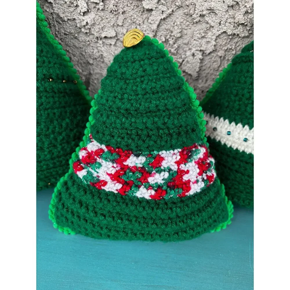 Reversible Handmade Tree Shaped Throw Pillow Set: Green Holiday Home Decor